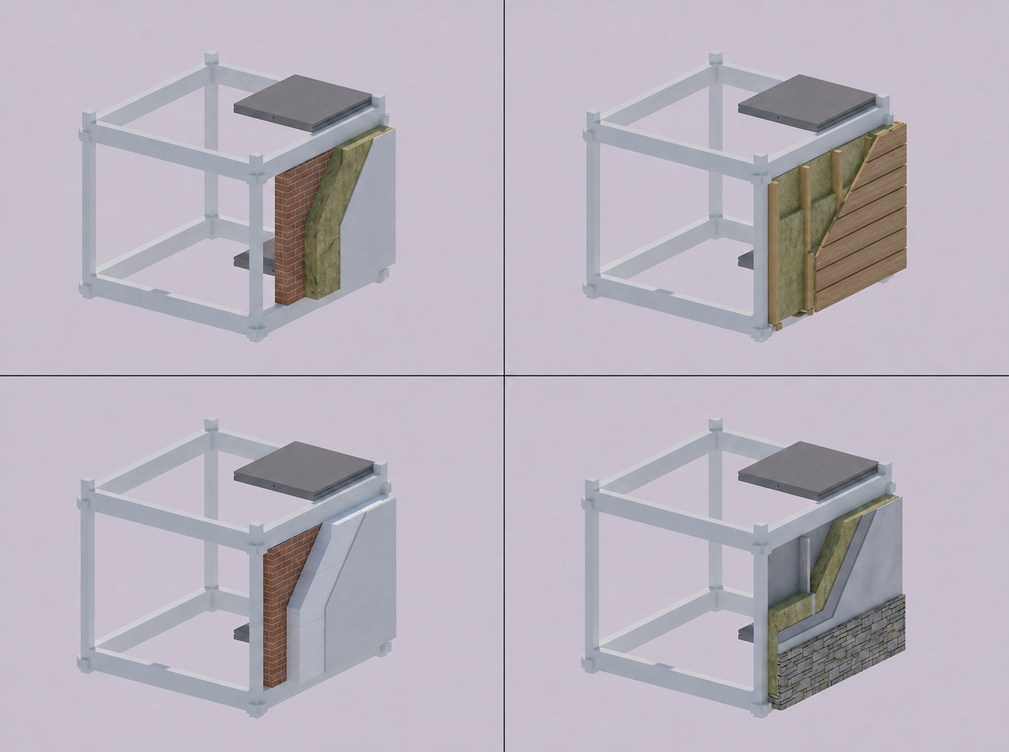 SMP Hybrid Freedom — four infill material variants on the same structural frame